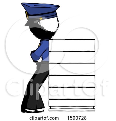 Ink Police Man Resting Against Server Rack by Leo Blanchette
