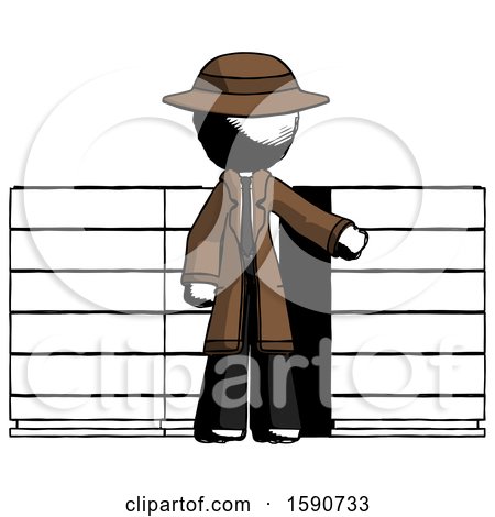 Ink Detective Man with Server Racks, in Front of Two Networked Systems by Leo Blanchette