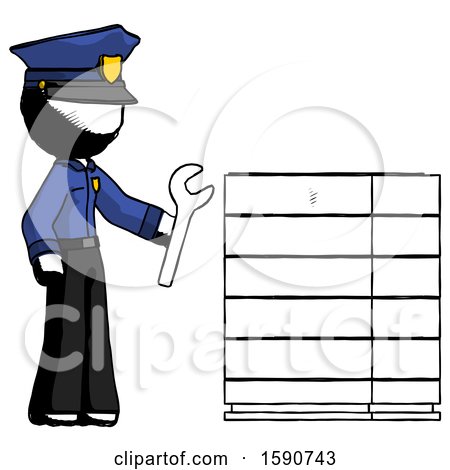Ink Police Man Server Administrator Doing Repairs by Leo Blanchette
