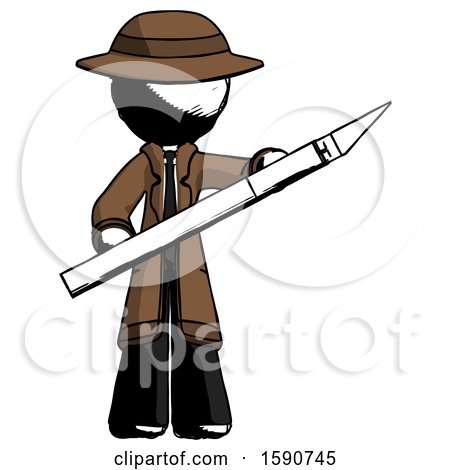 Ink Detective Man Holding Large Scalpel by Leo Blanchette