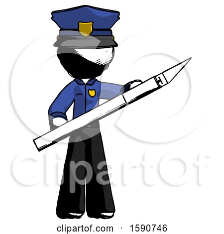 Ink Police Man Holding Large Scalpel by Leo Blanchette