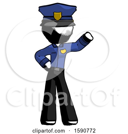 Ink Police Man Waving Left Arm with Hand on Hip by Leo Blanchette