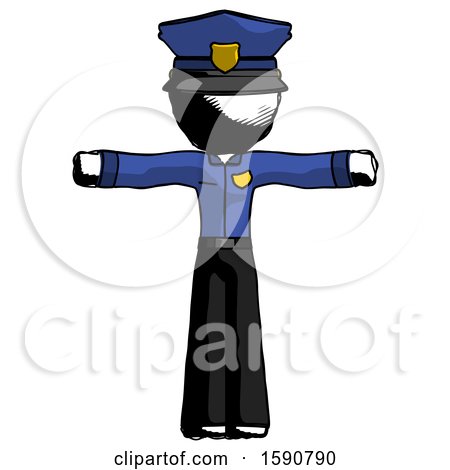Ink Police Man T-Pose Arms up Standing by Leo Blanchette