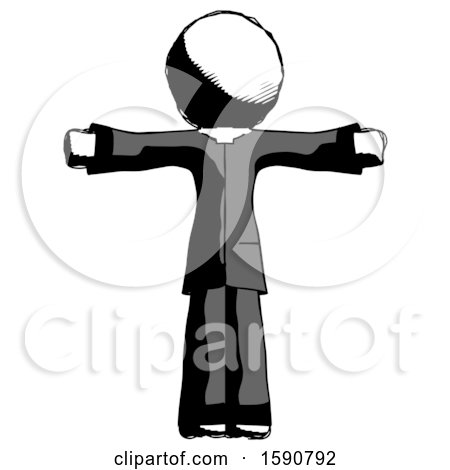 Ink Clergy Man T-Pose Arms up Standing by Leo Blanchette