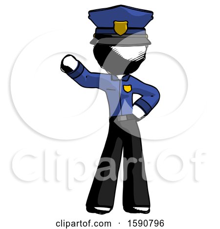 Ink Police Man Waving Right Arm with Hand on Hip by Leo Blanchette