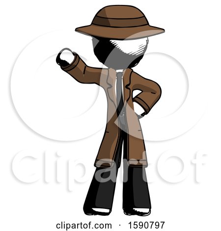 Ink Detective Man Waving Right Arm with Hand on Hip by Leo Blanchette