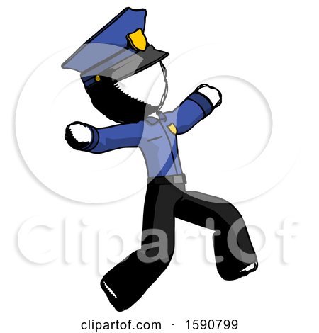 Ink Police Man Running Away in Hysterical Panic Direction Right by Leo Blanchette