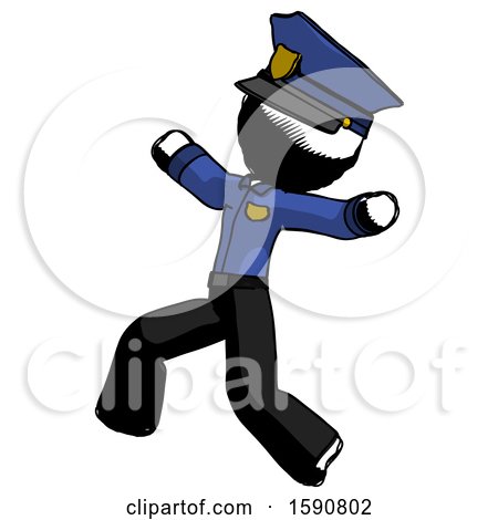 Ink Police Man Running Away in Hysterical Panic Direction Left by Leo Blanchette