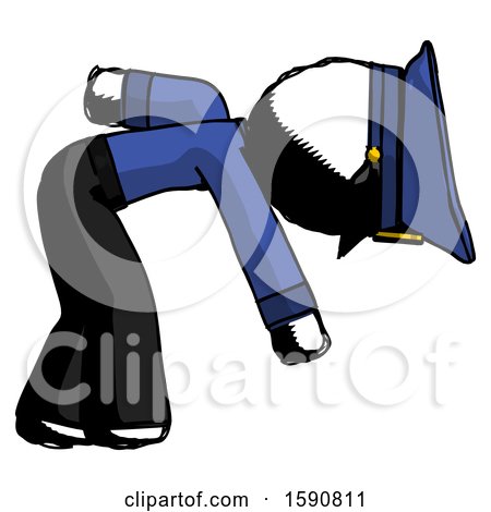 Ink Police Man Picking Something up Bent over by Leo Blanchette