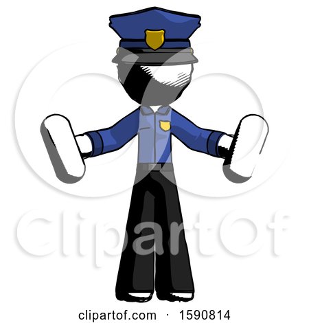 Ink Police Man Holding a Red Pill and Blue Pill by Leo Blanchette