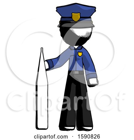 Ink Police Man Standing with Large Thermometer by Leo Blanchette