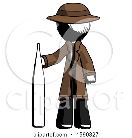 Ink Detective Man Standing with Large Thermometer by Leo Blanchette