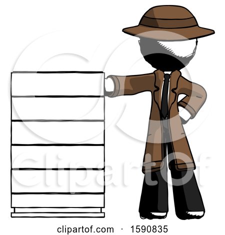 Ink Detective Man with Server Rack Leaning Confidently Against It by Leo Blanchette