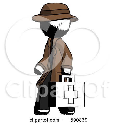 Ink Detective Man Walking with Medical Aid Briefcase to Left by Leo Blanchette