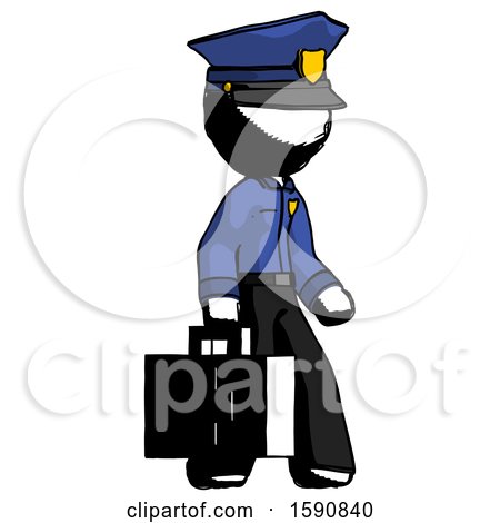 Ink Police Man Walking with Medical Aid Briefcase to Right by Leo Blanchette