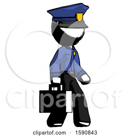 Ink Police Man Walking with Briefcase to the Right by Leo Blanchette