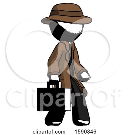 Ink Detective Man Walking with Briefcase to the Right by Leo Blanchette