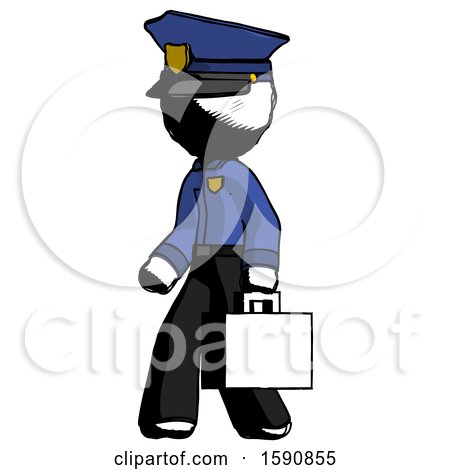 Ink Police Man Walking with Briefcase to the Left by Leo Blanchette