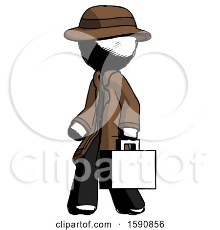 Ink Detective Man Walking with Briefcase to the Left by Leo Blanchette