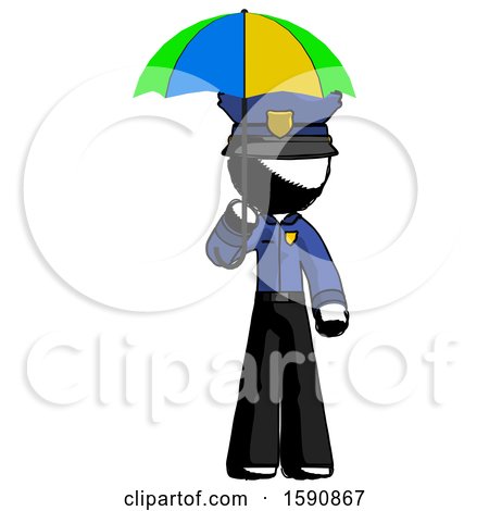 Ink Police Man Holding Umbrella Rainbow Colored by Leo Blanchette