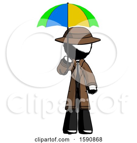 Ink Detective Man Holding Umbrella Rainbow Colored by Leo Blanchette