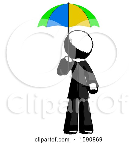 Ink Clergy Man Holding Umbrella Rainbow Colored by Leo Blanchette