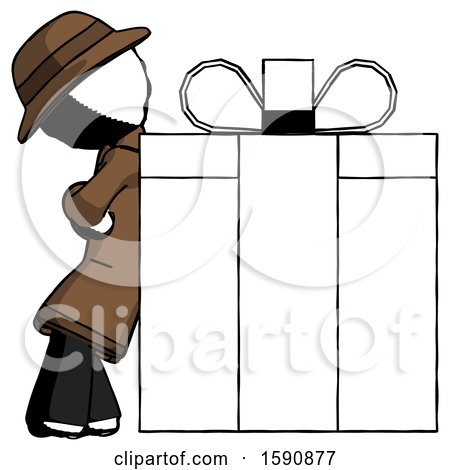 Ink Detective Man Gift Concept - Leaning Against Large Present by Leo Blanchette