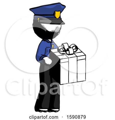 Ink Police Man Giving a Present by Leo Blanchette