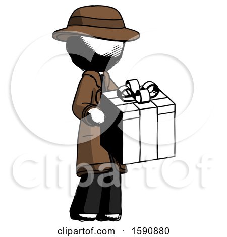 Ink Detective Man Giving a Present by Leo Blanchette