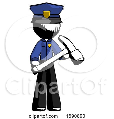 Ink Police Man Holding Hammer Ready to Work by Leo Blanchette