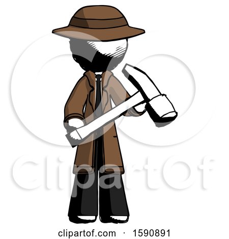 Ink Detective Man Holding Hammer Ready to Work by Leo Blanchette
