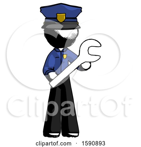 Ink Police Man Holding Large Wrench with Both Hands by Leo Blanchette