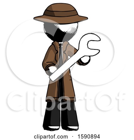 Ink Detective Man Holding Large Wrench with Both Hands by Leo Blanchette