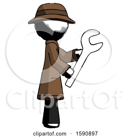 Ink Detective Man Using Wrench Adjusting Something to Right by Leo Blanchette