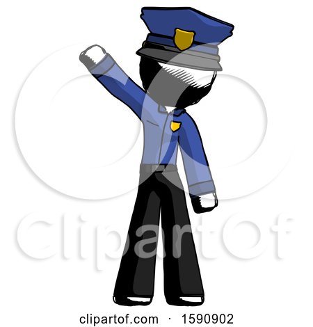 Ink Police Man Waving Emphatically with Right Arm by Leo Blanchette