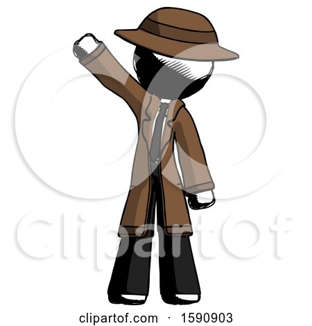 Ink Detective Man Waving Emphatically with Right Arm by Leo Blanchette