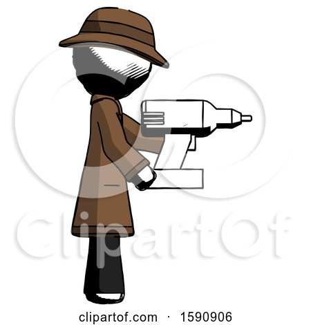 Ink Detective Man Using Drill Drilling Something on Right Side by Leo Blanchette