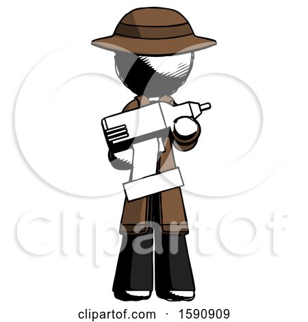 Ink Detective Man Holding Large Drill by Leo Blanchette