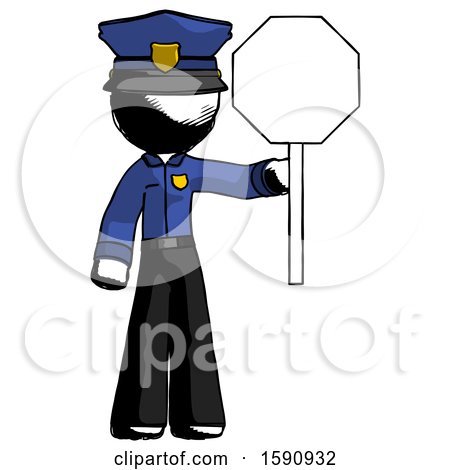 Ink Police Man Holding Stop Sign by Leo Blanchette