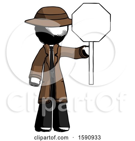 Ink Detective Man Holding Stop Sign by Leo Blanchette