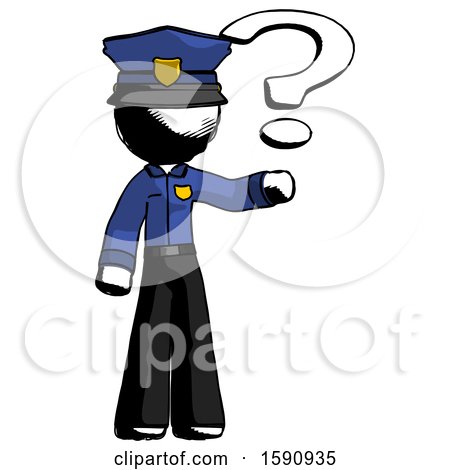 Ink Police Man Holding Question Mark to Right by Leo Blanchette