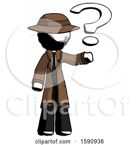 Ink Detective Man Holding Question Mark to Right by Leo Blanchette