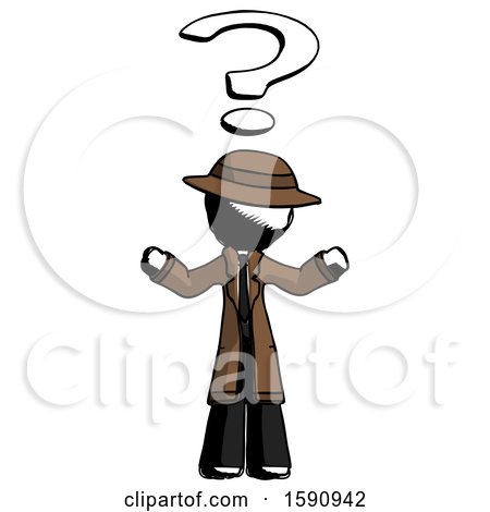 Ink Detective Man with Question Mark Above Head, Confused by Leo Blanchette