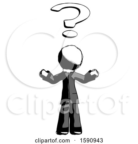 Ink Clergy Man with Question Mark Above Head, Confused by Leo Blanchette