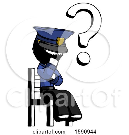 Ink Police Man Question Mark Concept, Sitting on Chair Thinking by Leo Blanchette