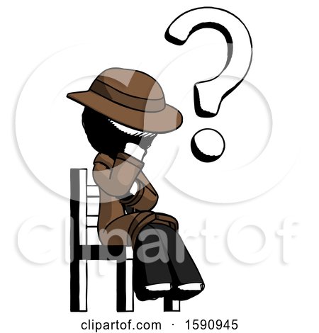 Ink Detective Man Question Mark Concept, Sitting on Chair Thinking by Leo Blanchette