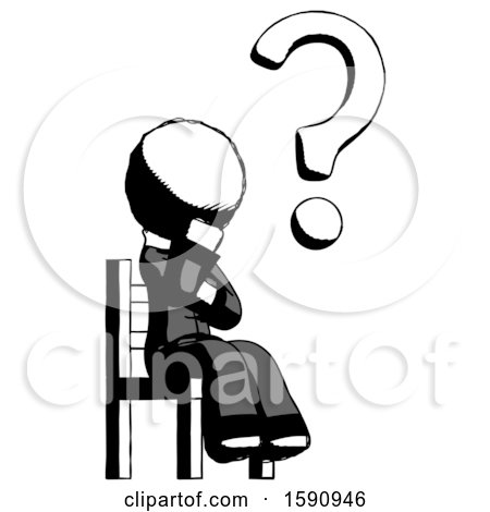 Ink Clergy Man Question Mark Concept, Sitting on Chair Thinking by Leo Blanchette