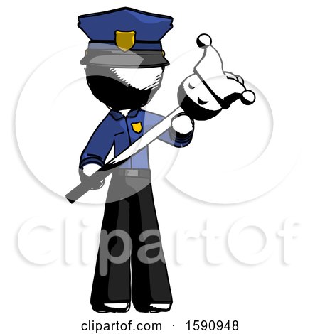 Ink Police Man Holding Jester Diagonally by Leo Blanchette