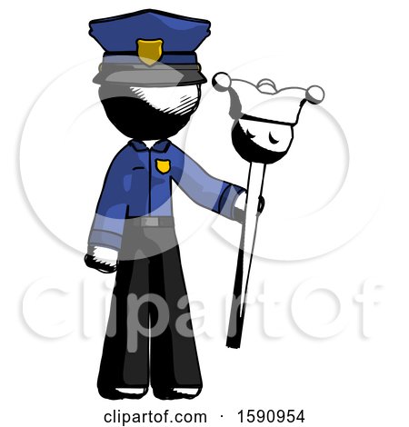 Ink Police Man Holding Jester Staff by Leo Blanchette