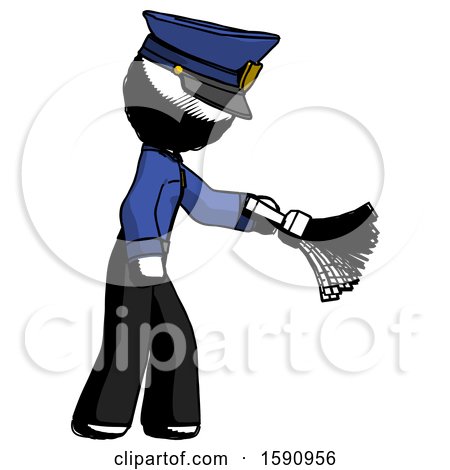 Ink Police Man Dusting with Feather Duster Downwards by Leo Blanchette